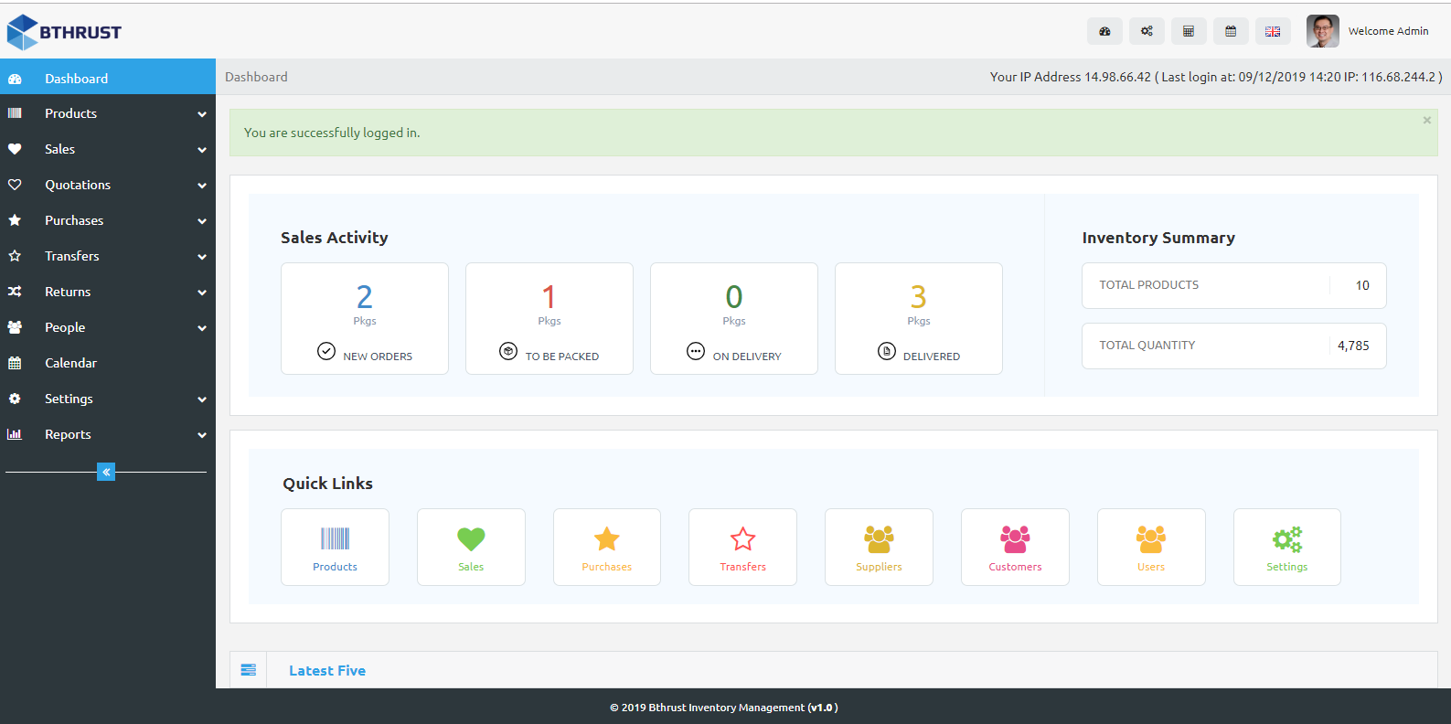 Filterable and sortable order view